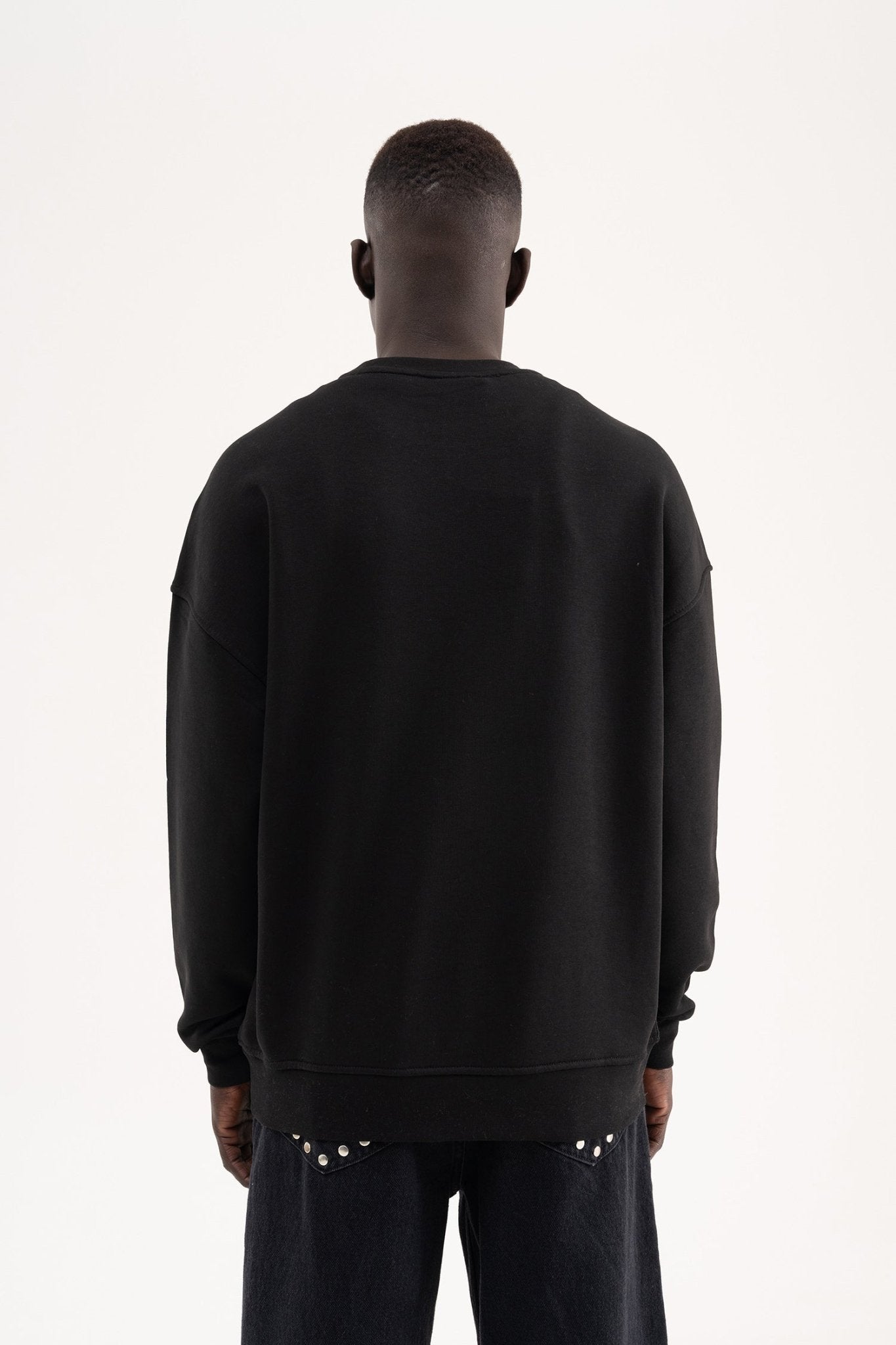 Erkek Old School Basc Şardonlu Sweatshirt Siyah