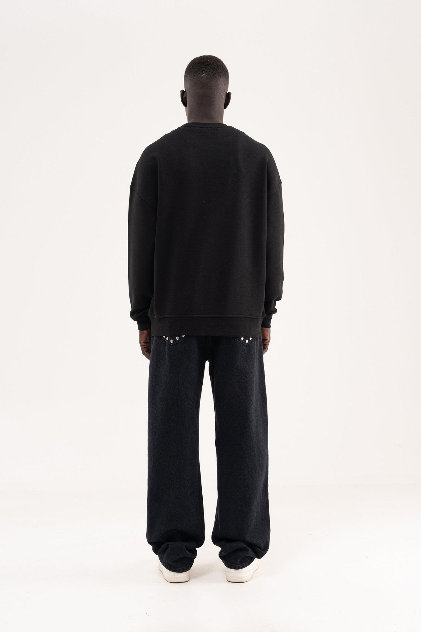 Erkek Old School Basc Şardonlu Sweatshirt Siyah