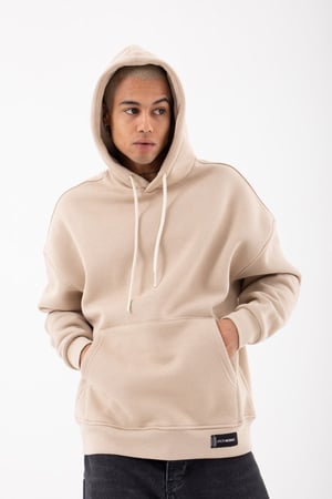 Erkek Old School Kapüşonlu Sweatshirt Bej