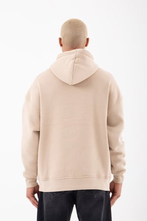 Erkek Old School Kapüşonlu Sweatshirt Bej