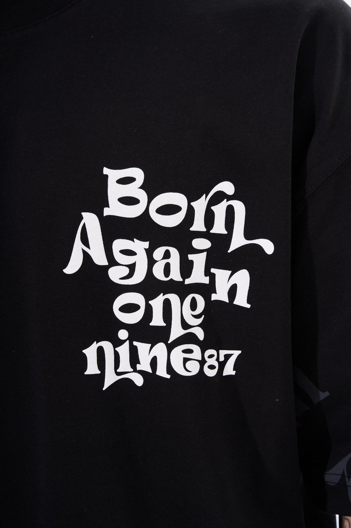 Erkek One Nine 86 Baskılı Oversize Tişört Siyah