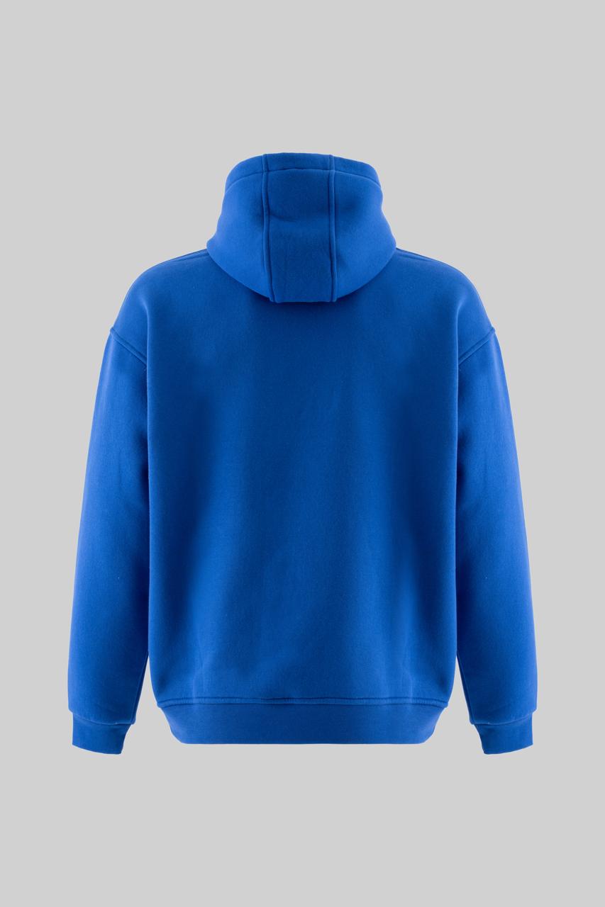 Erkek Ornamental Nakışlı Şardonlu Kapüşonlu Sweatshirt Açık Mavi