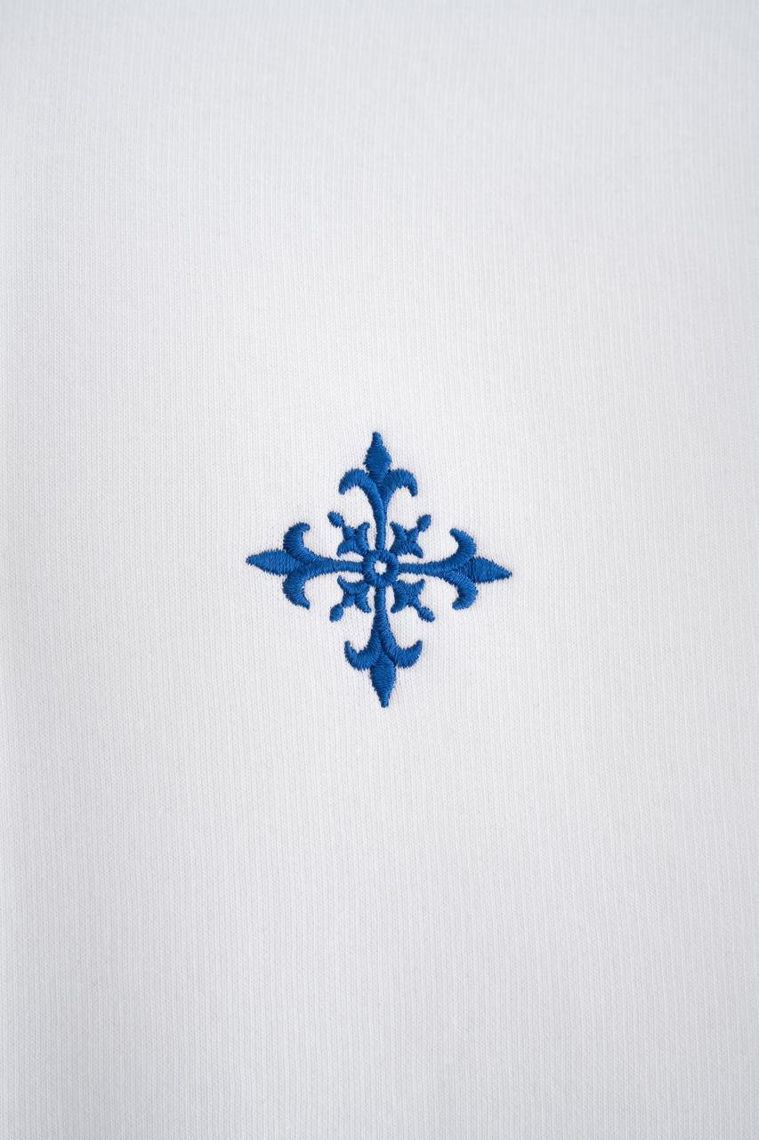 Erkek Ornamental Nakışlı Şardonlu Kapüşonlu Sweatshirt Ekru