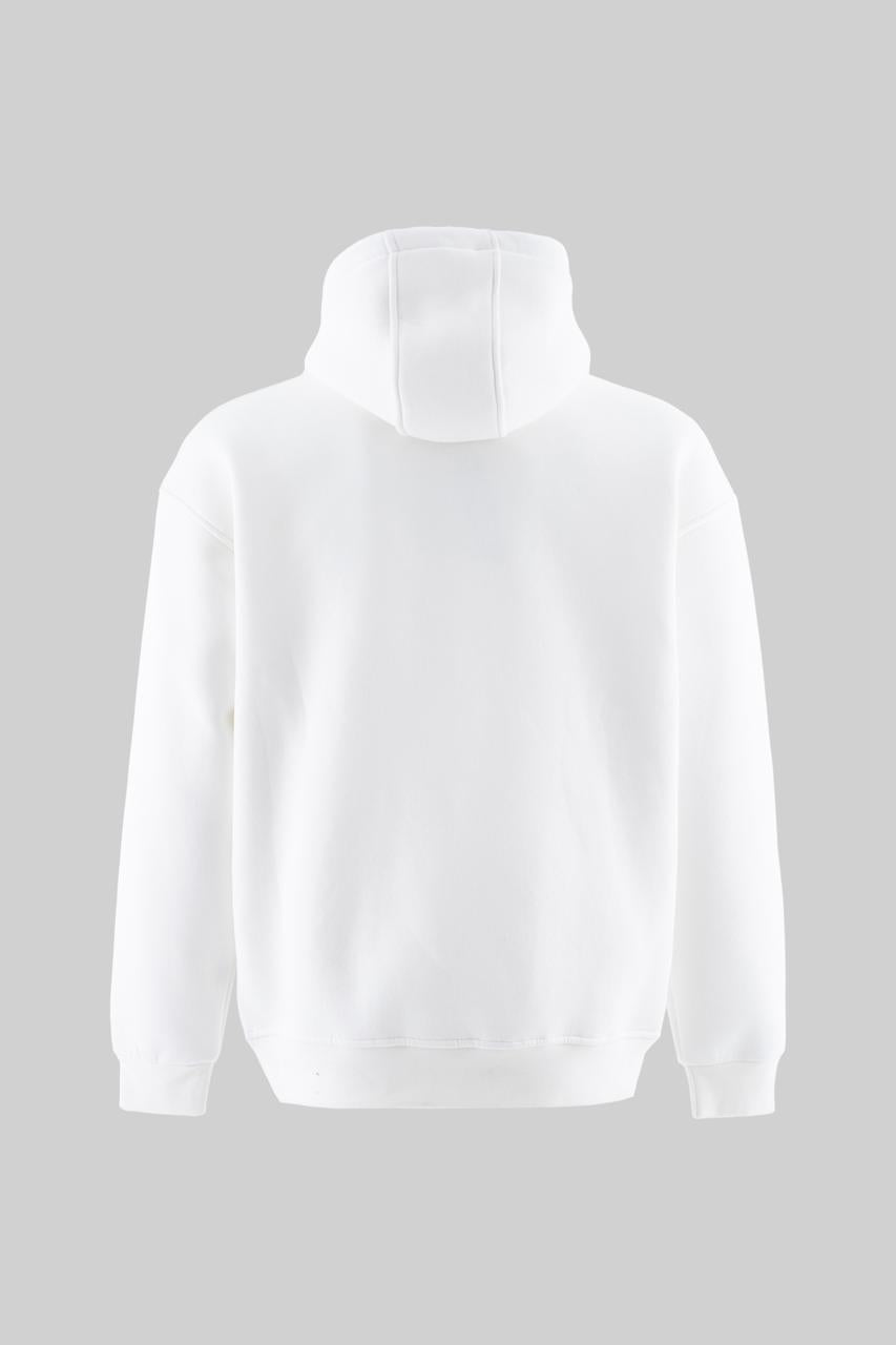 Erkek Ornamental Nakışlı Şardonlu Kapüşonlu Sweatshirt Ekru