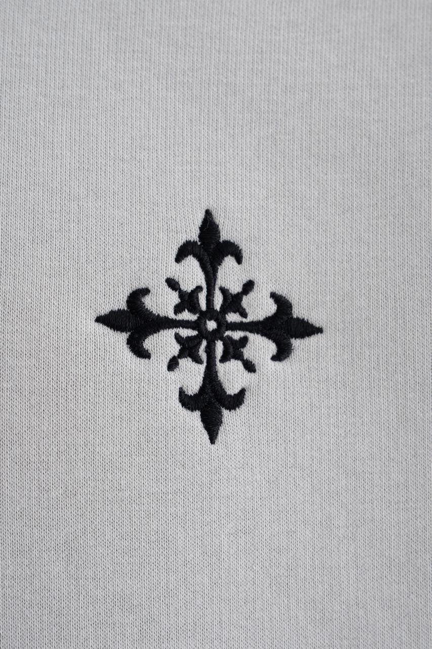 Erkek Ornamental Nakışlı Şardonlu Kapüşonlu Sweatshirt Uzay Grisi