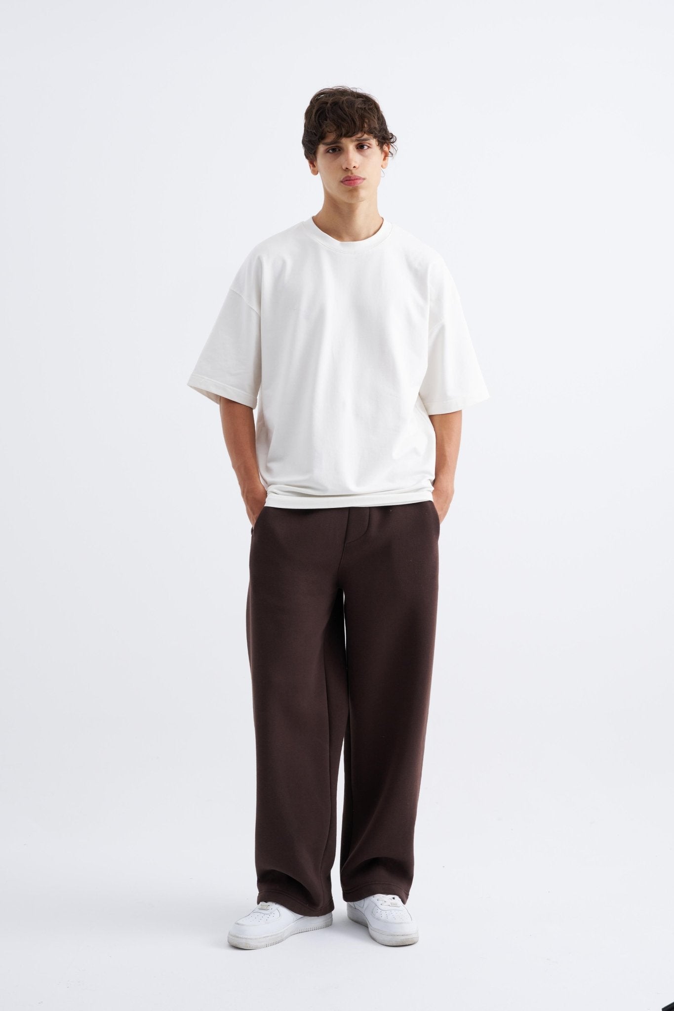 Erkek Oversize Baggy Eşofman Altı Koyu Kahverengi