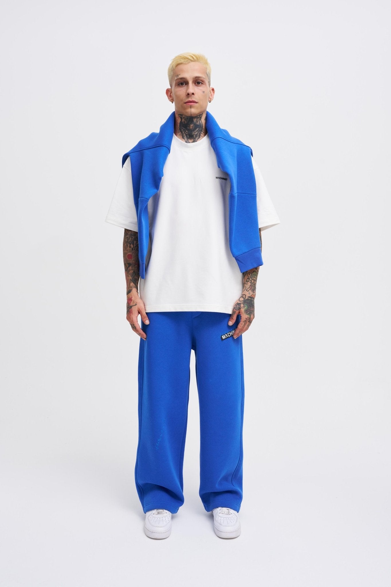 Erkek Oversize Baggy Eşofman Altı Saks Mavi