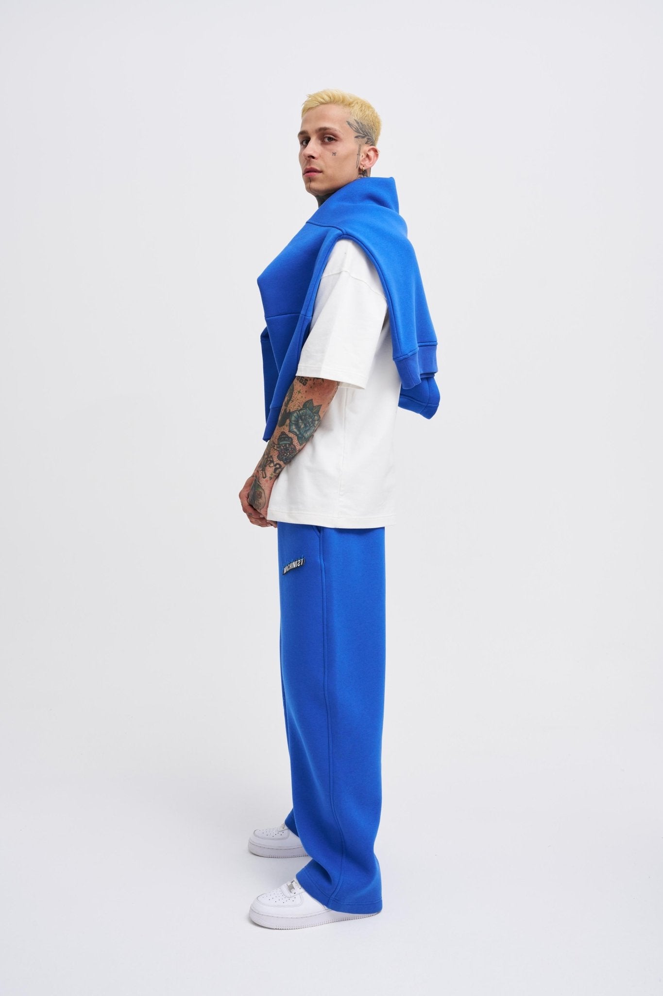 Erkek Oversize Baggy Eşofman Altı Saks Mavi