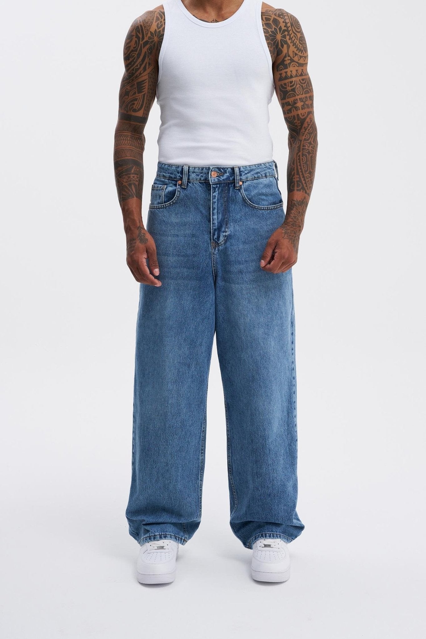 Erkek Oversize Baggy Jean Pantolon Açık Mavi