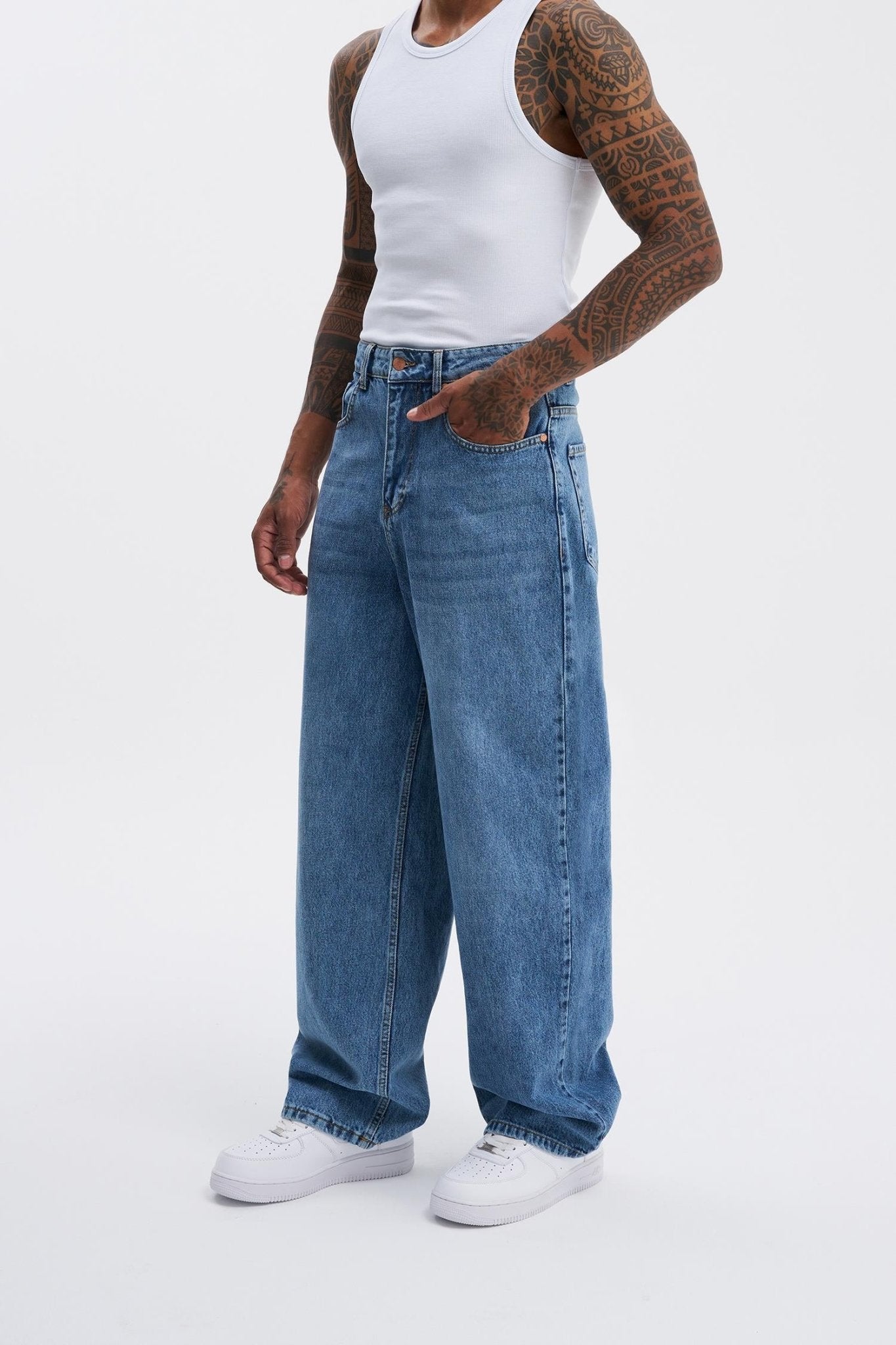Erkek Oversize Baggy Jean Pantolon Açık Mavi
