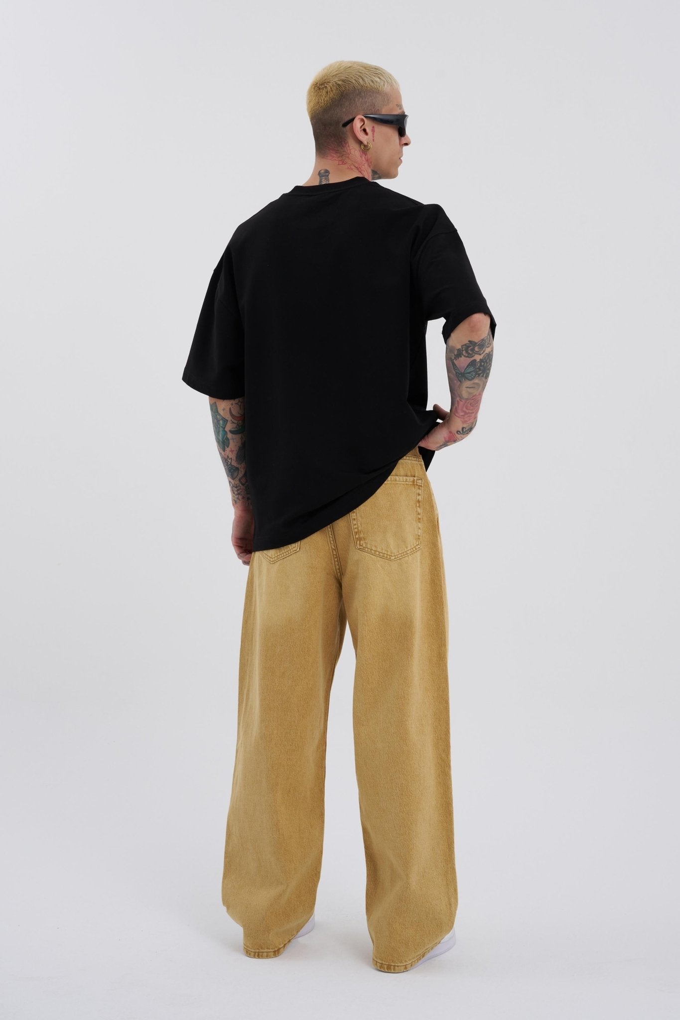 Erkek Oversize Baggy Jean Pantolon Altın