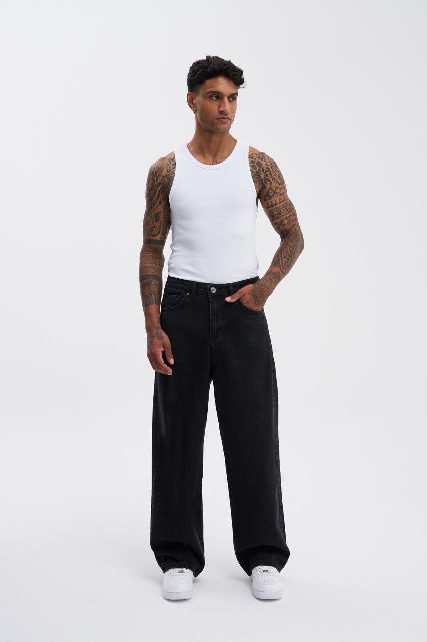 Erkek Oversize Baggy Jean Pantolon Antrasit