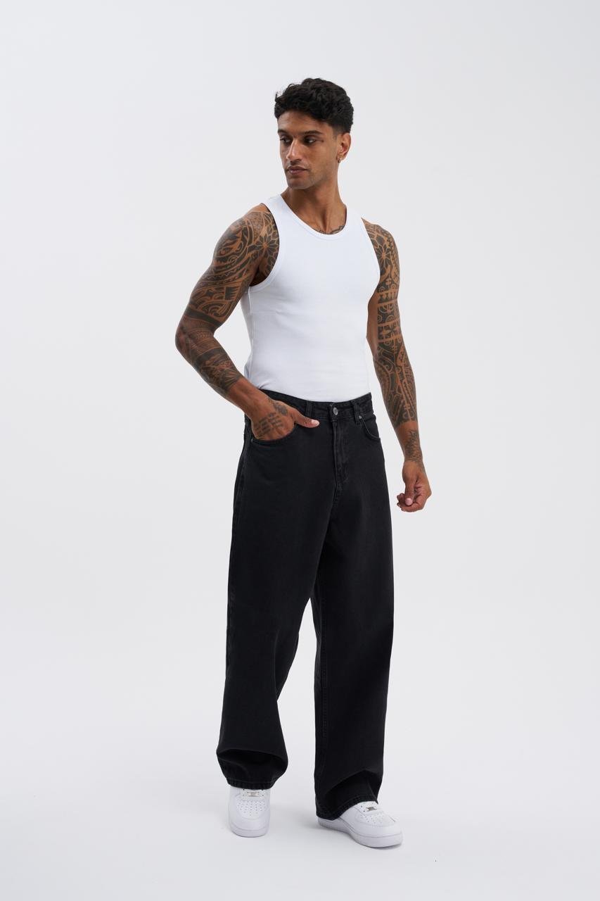 Erkek Oversize Baggy Jean Pantolon Antrasit