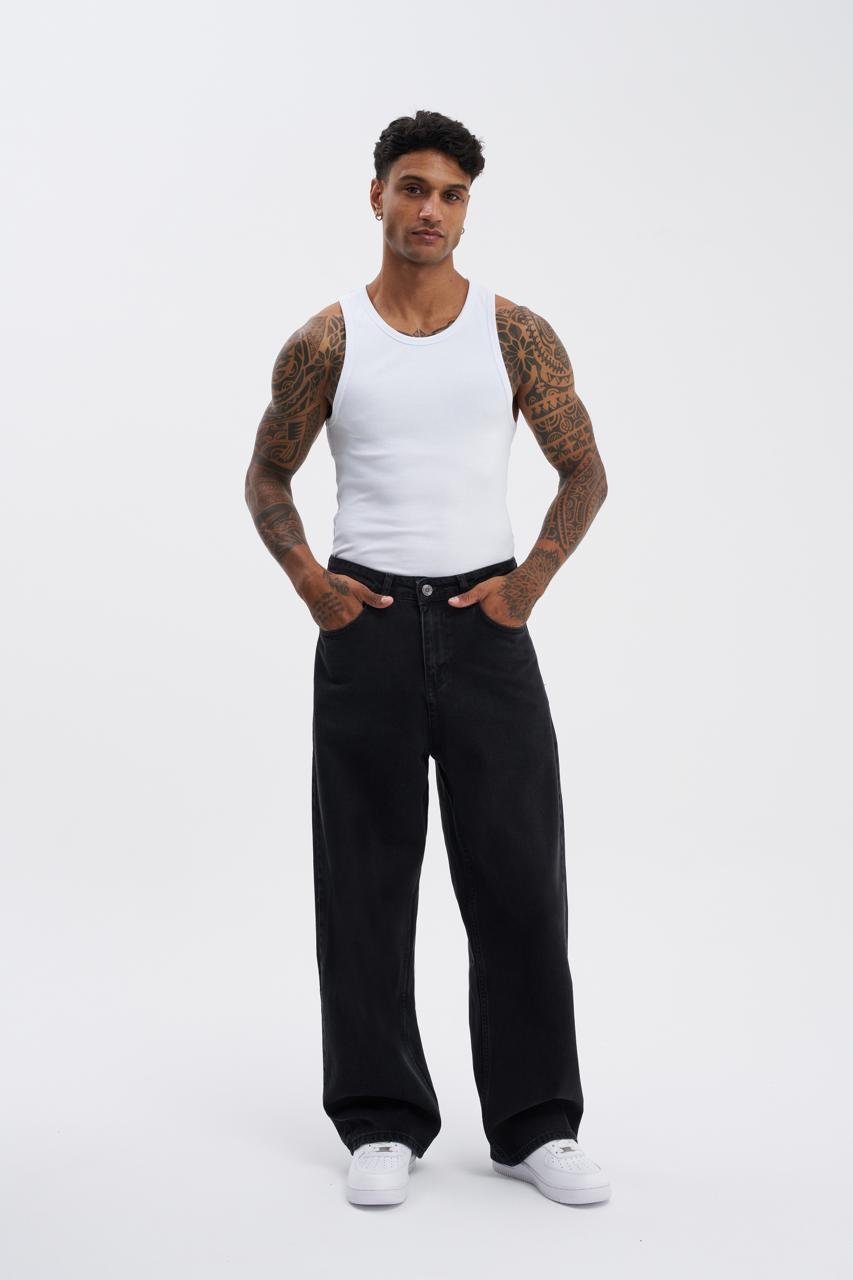 Erkek Oversize Baggy Jean Pantolon Antrasit