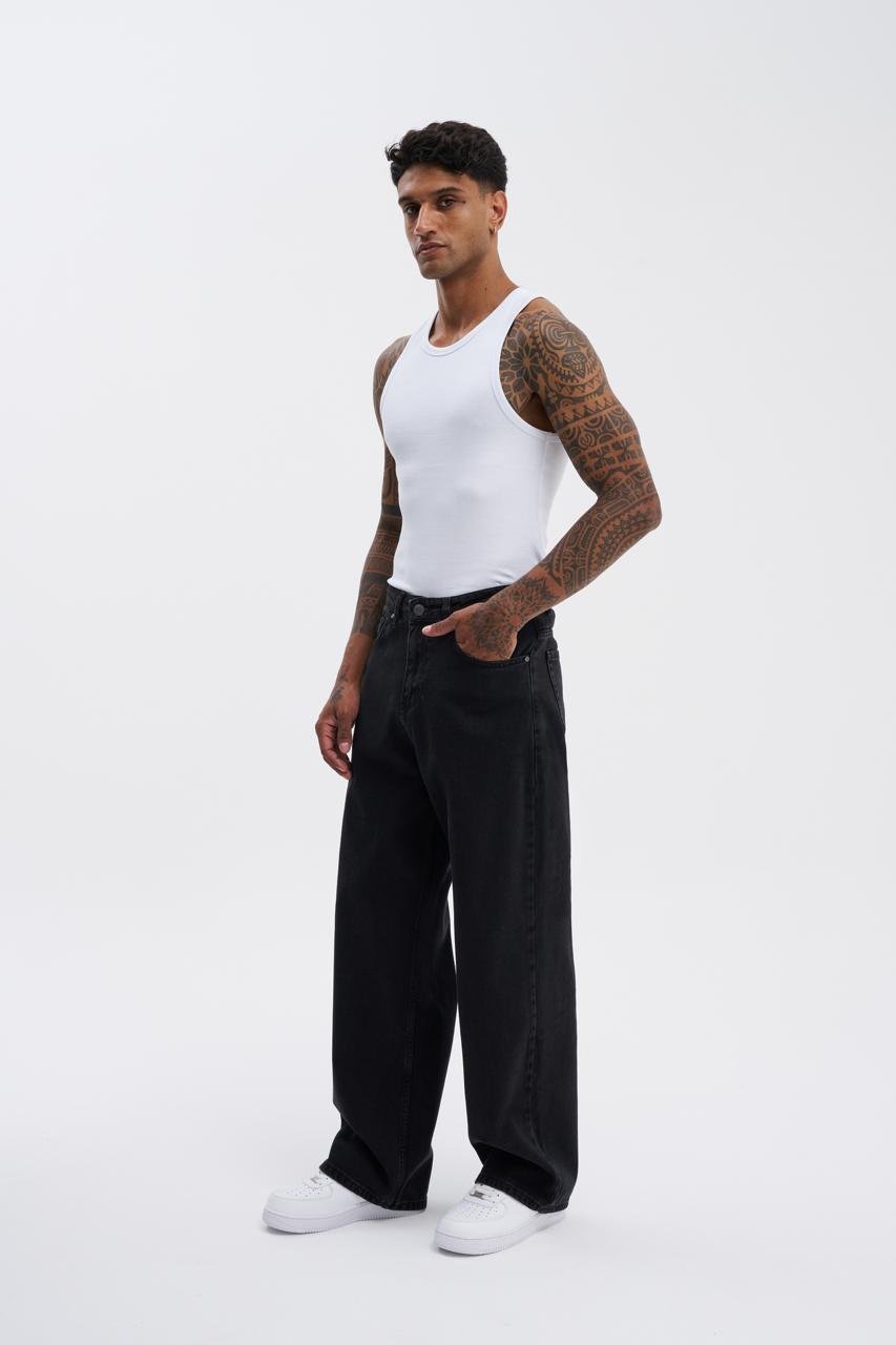 Erkek Oversize Baggy Jean Pantolon Antrasit