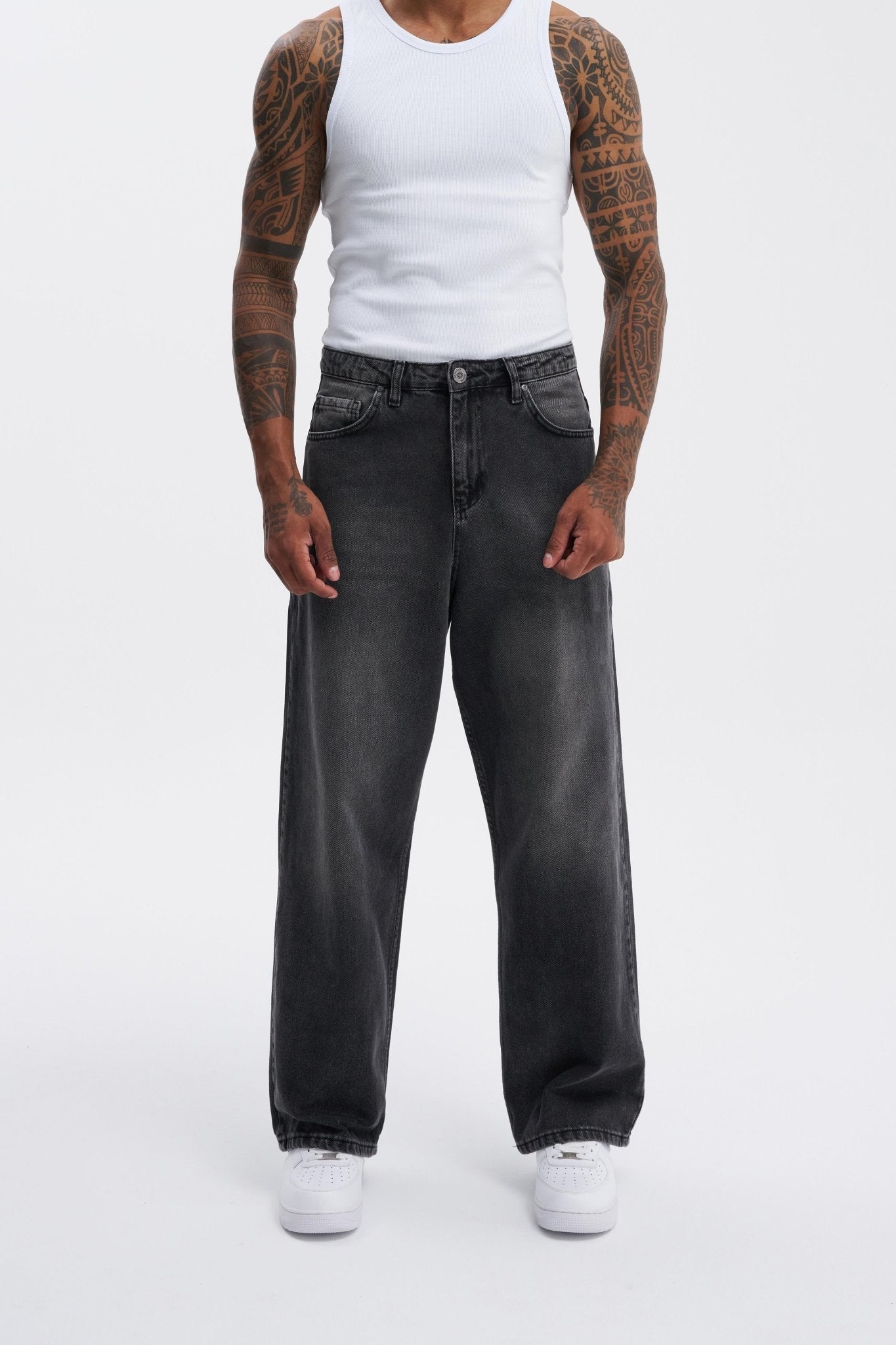 Erkek Oversize Baggy Jean Pantolon Antrasit