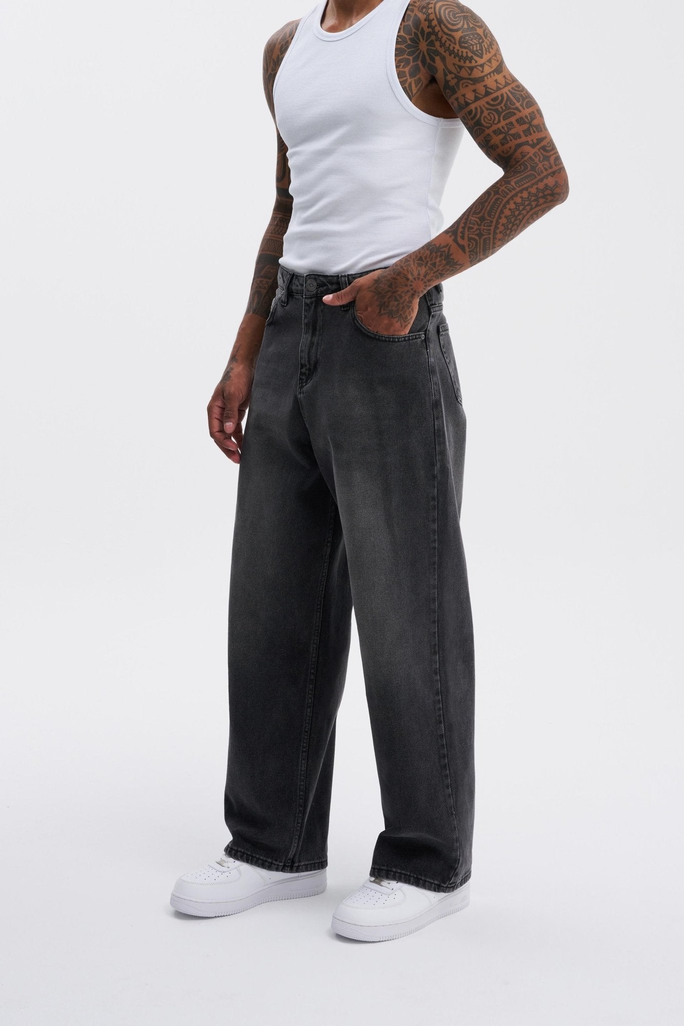Erkek Oversize Baggy Jean Pantolon Antrasit