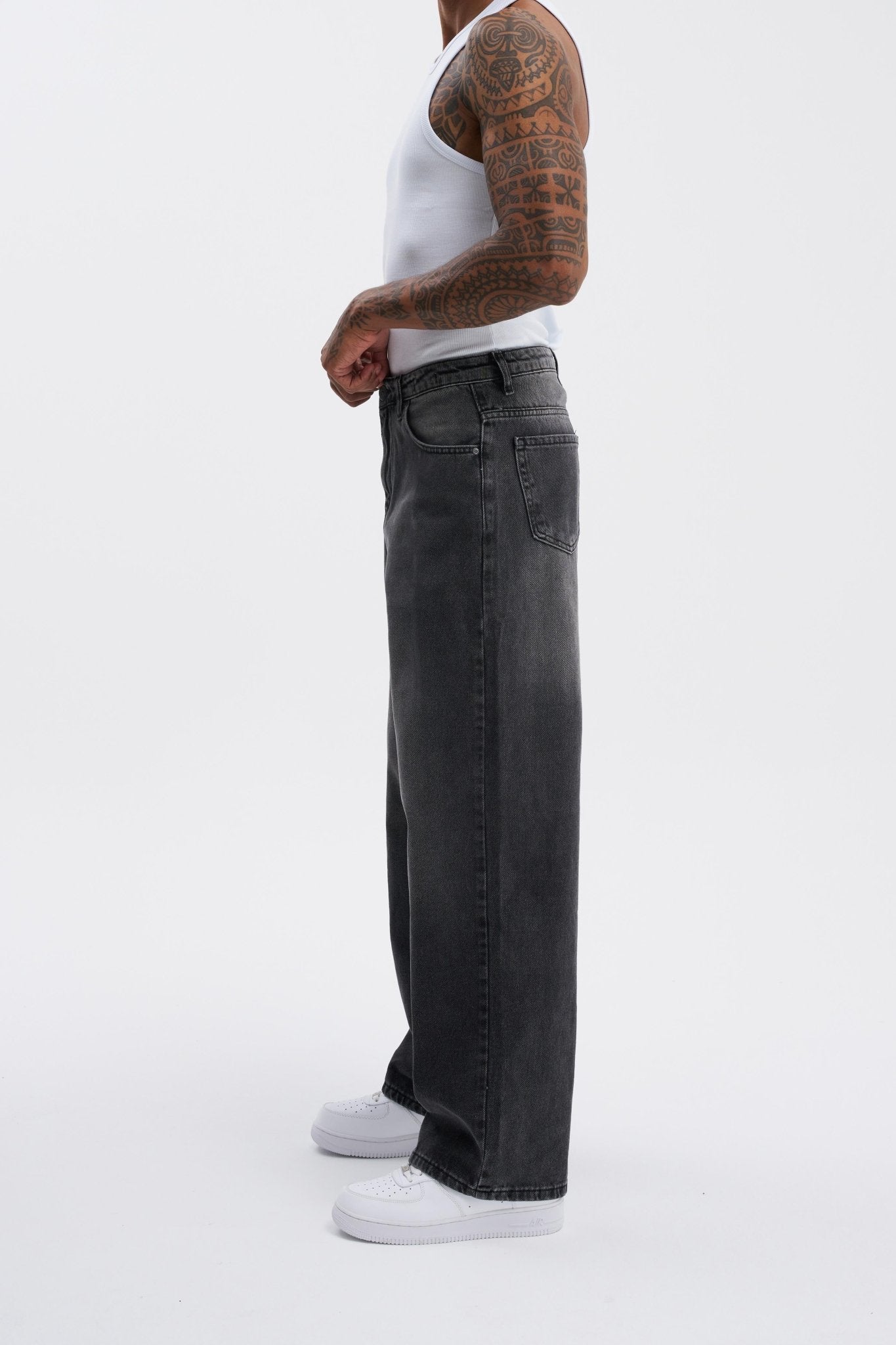 Erkek Oversize Baggy Jean Pantolon Antrasit