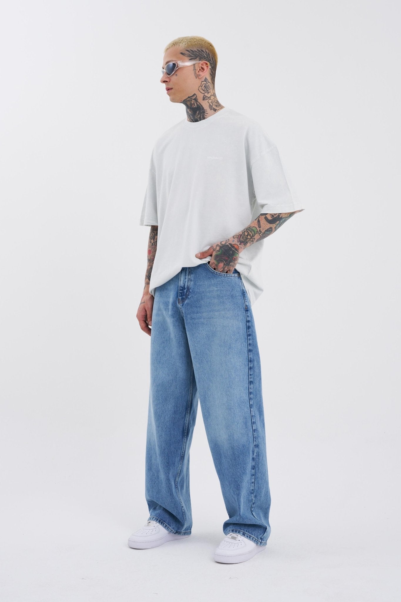 Erkek Oversize Baggy Jean Pantolon Aqua