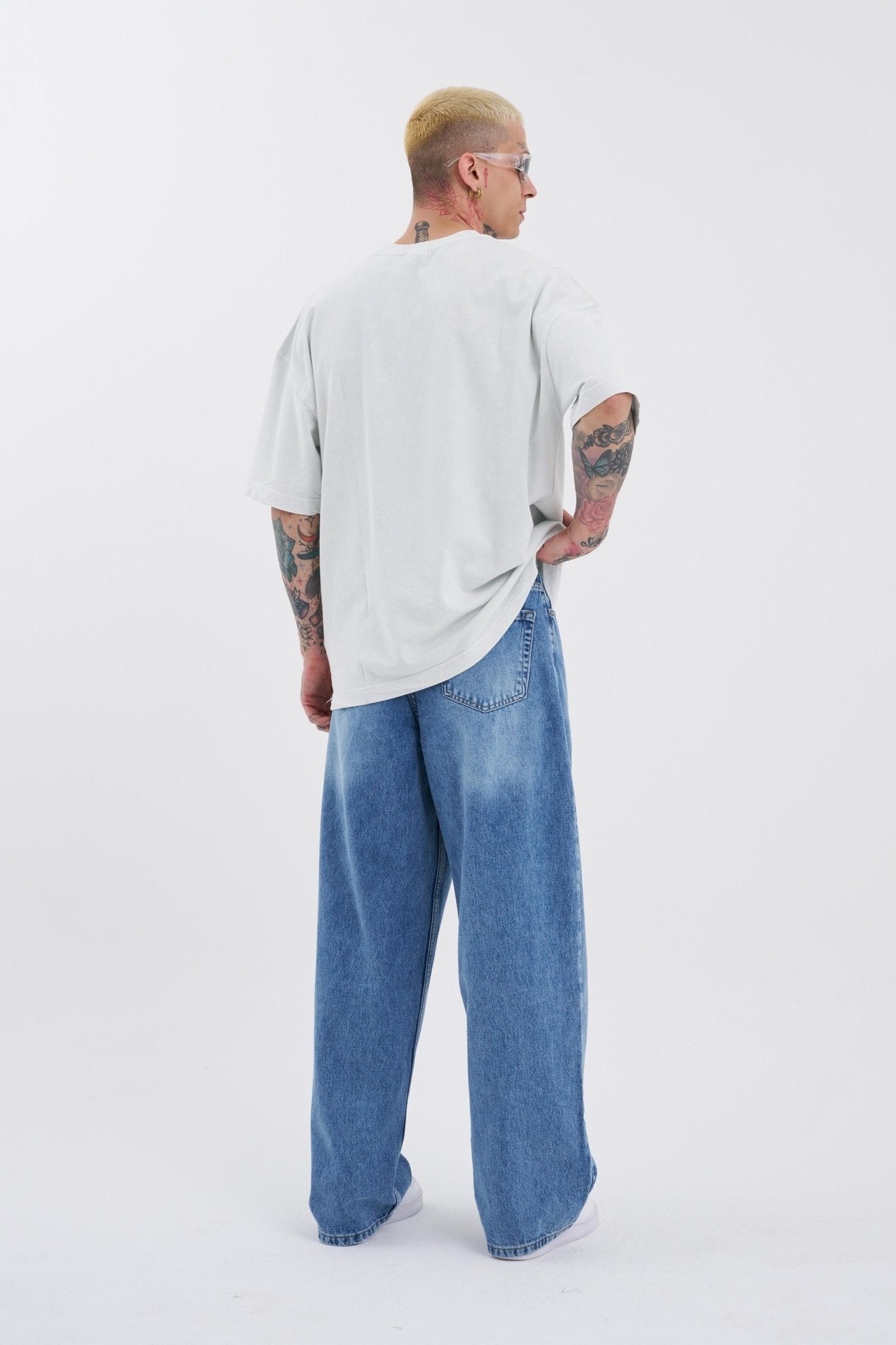 Erkek Oversize Baggy Jean Pantolon Aqua