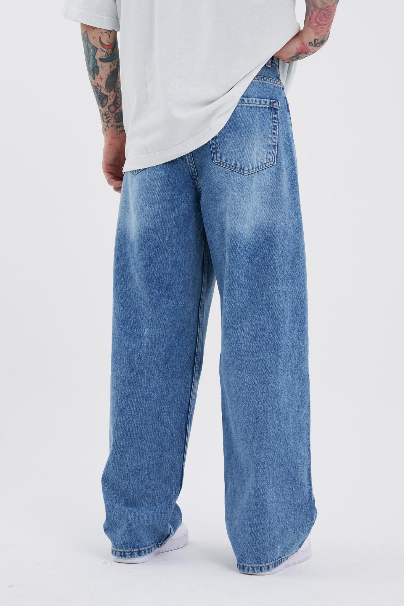 Erkek Oversize Baggy Jean Pantolon Aqua