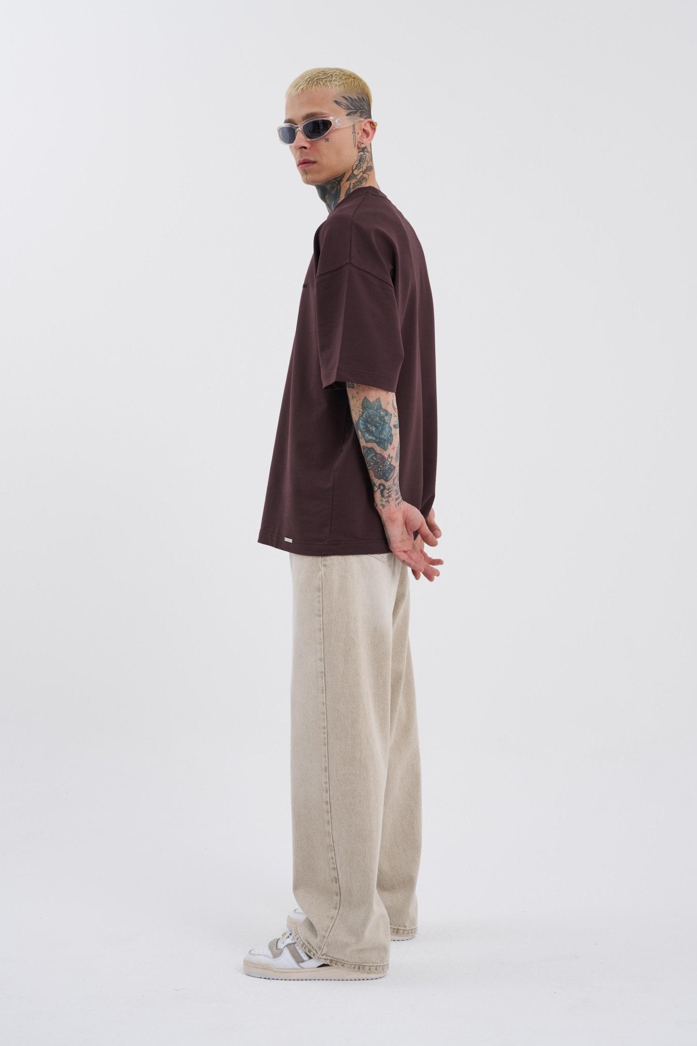 Erkek Oversize Baggy Jean Pantolon Bej