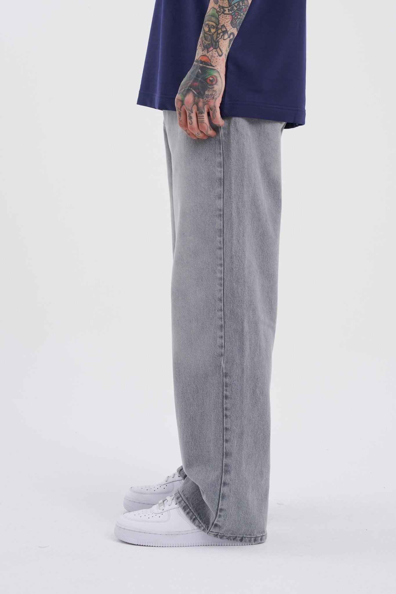 Erkek Oversize Baggy Jean Pantolon Gri