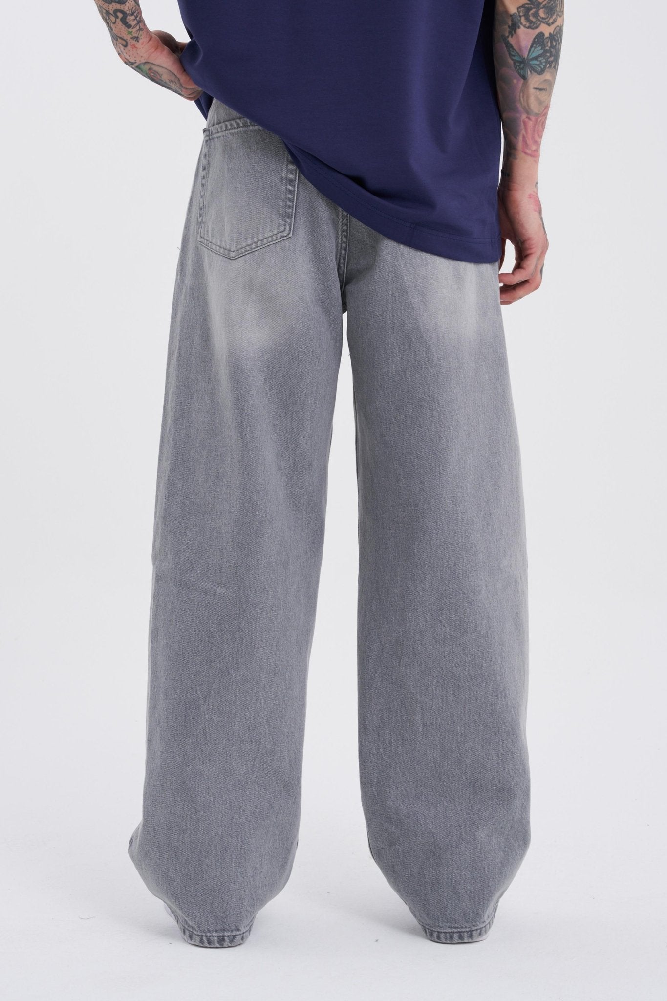 Erkek Oversize Baggy Jean Pantolon Gri