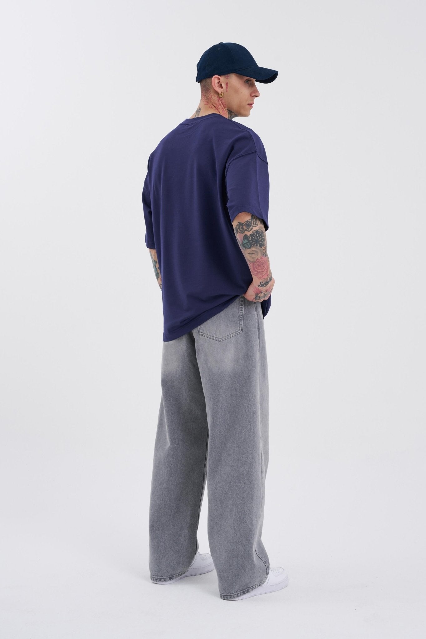Erkek Oversize Baggy Jean Pantolon Gri