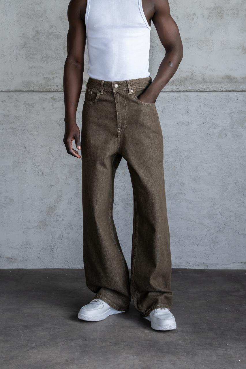 Erkek Oversize Baggy Jean Pantolon Haki