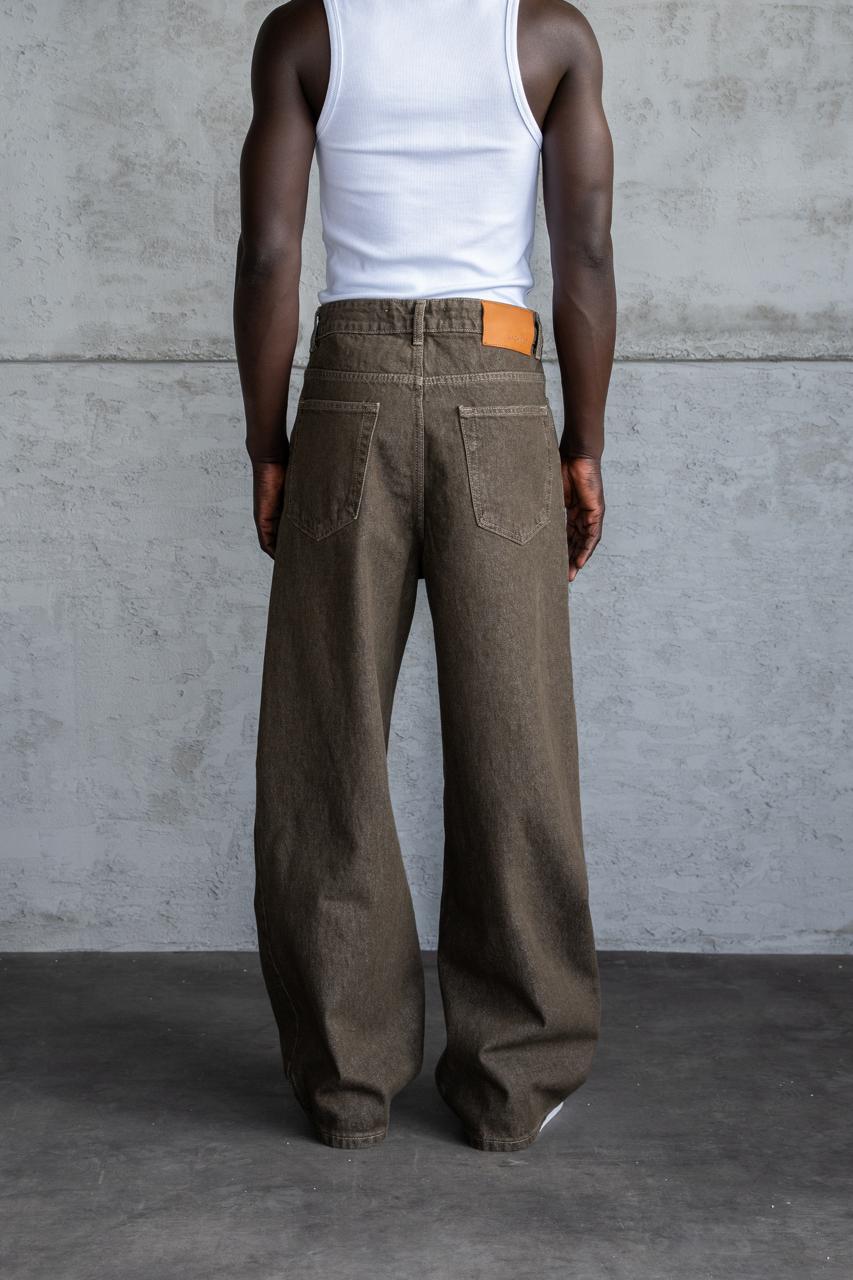 Erkek Oversize Baggy Jean Pantolon Haki