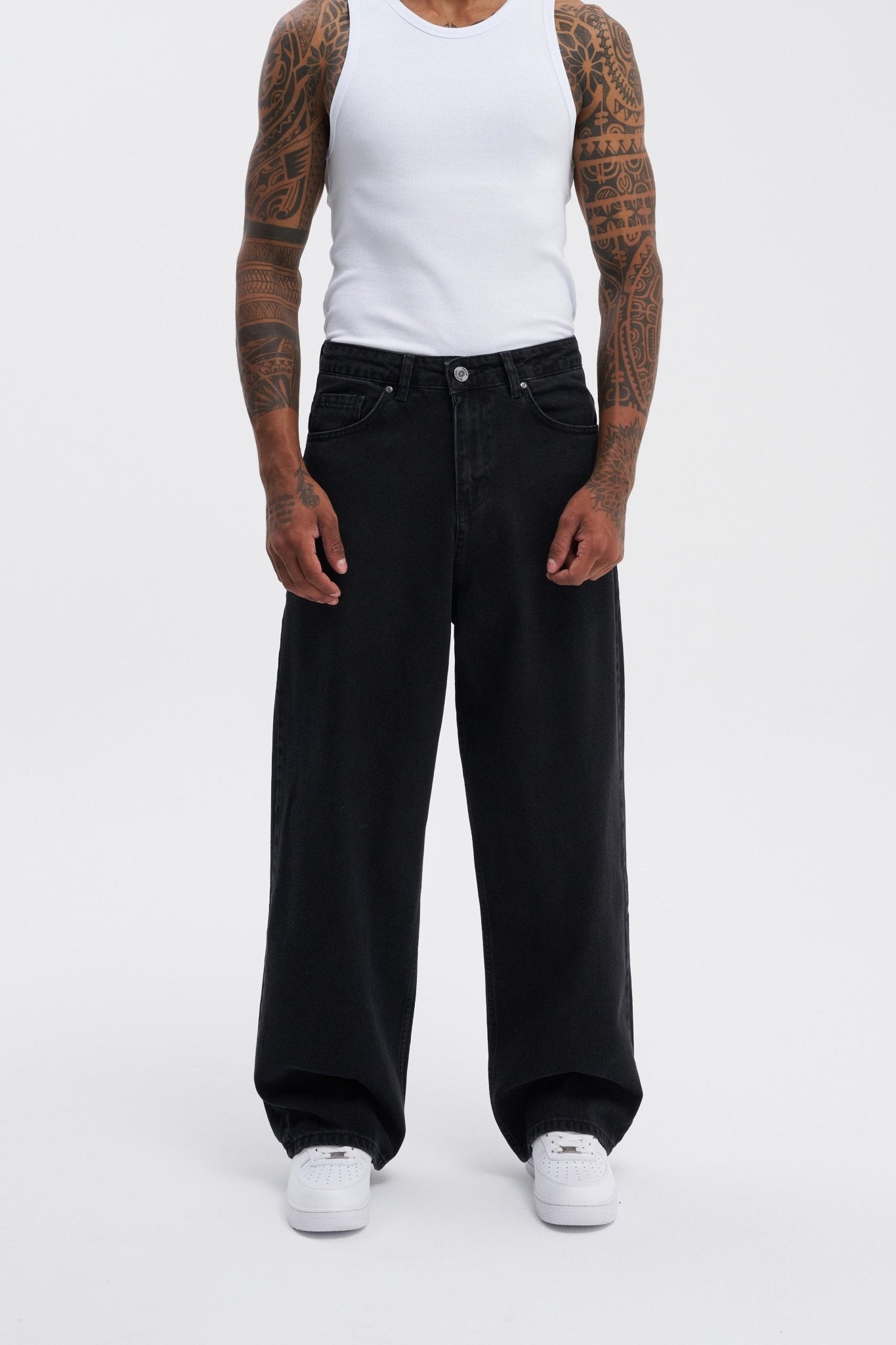 Erkek Oversize Baggy Jean Pantolon Siyah