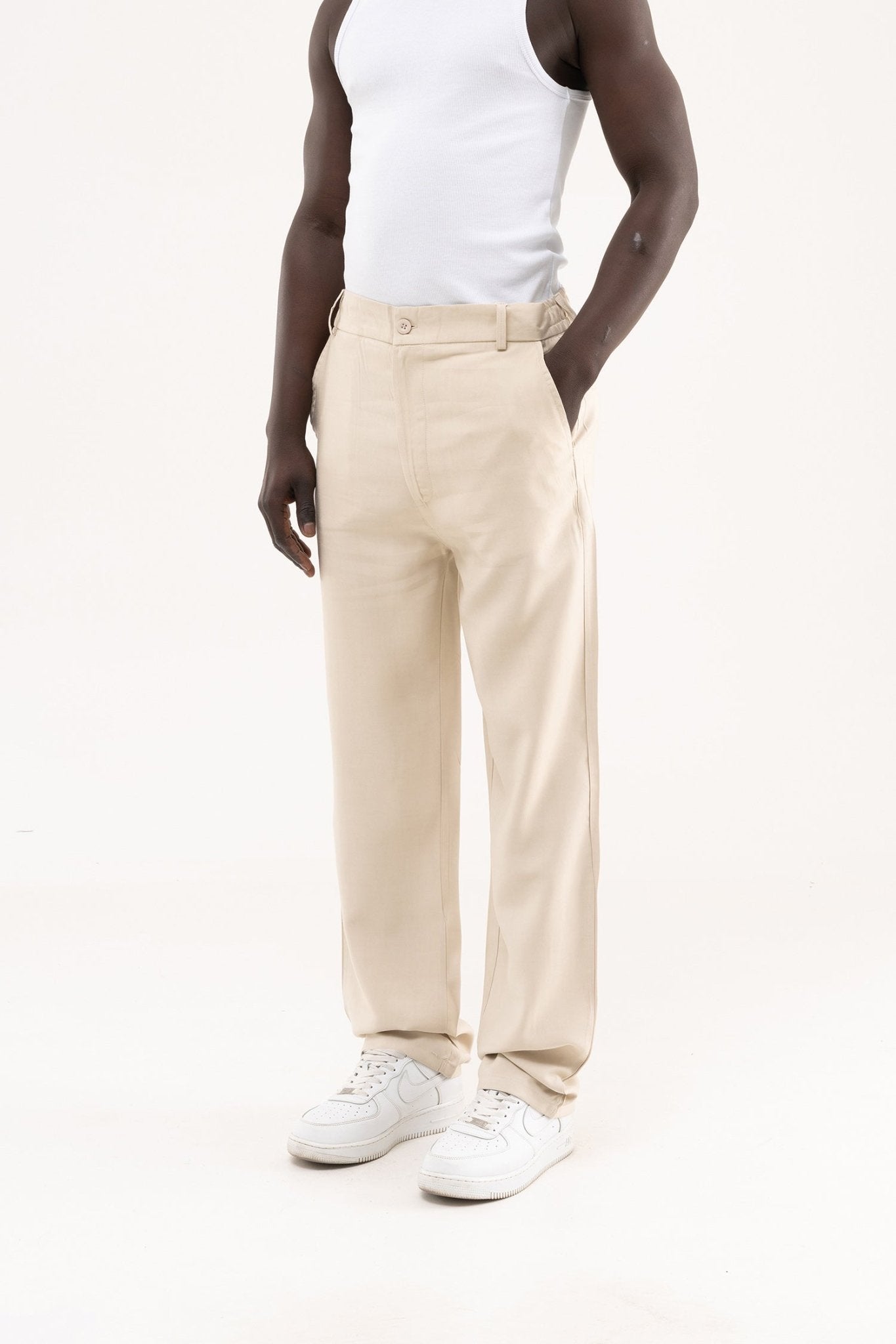 Erkek Oversize Baggy Pantolon Açık Bej