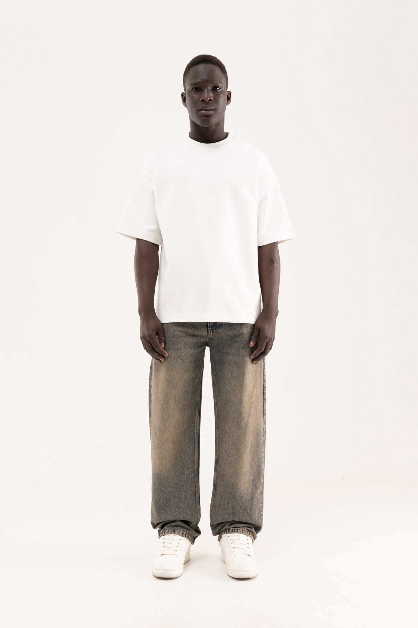 Erkek Oversize Baggy Yıkamalı Jean Pantolon Açık Kahverengi
