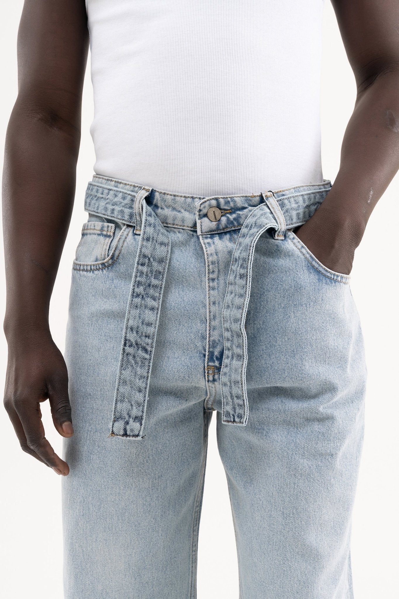 Erkek Oversize Baggy Yıkamalı Jean Pantolon Açık Mavi