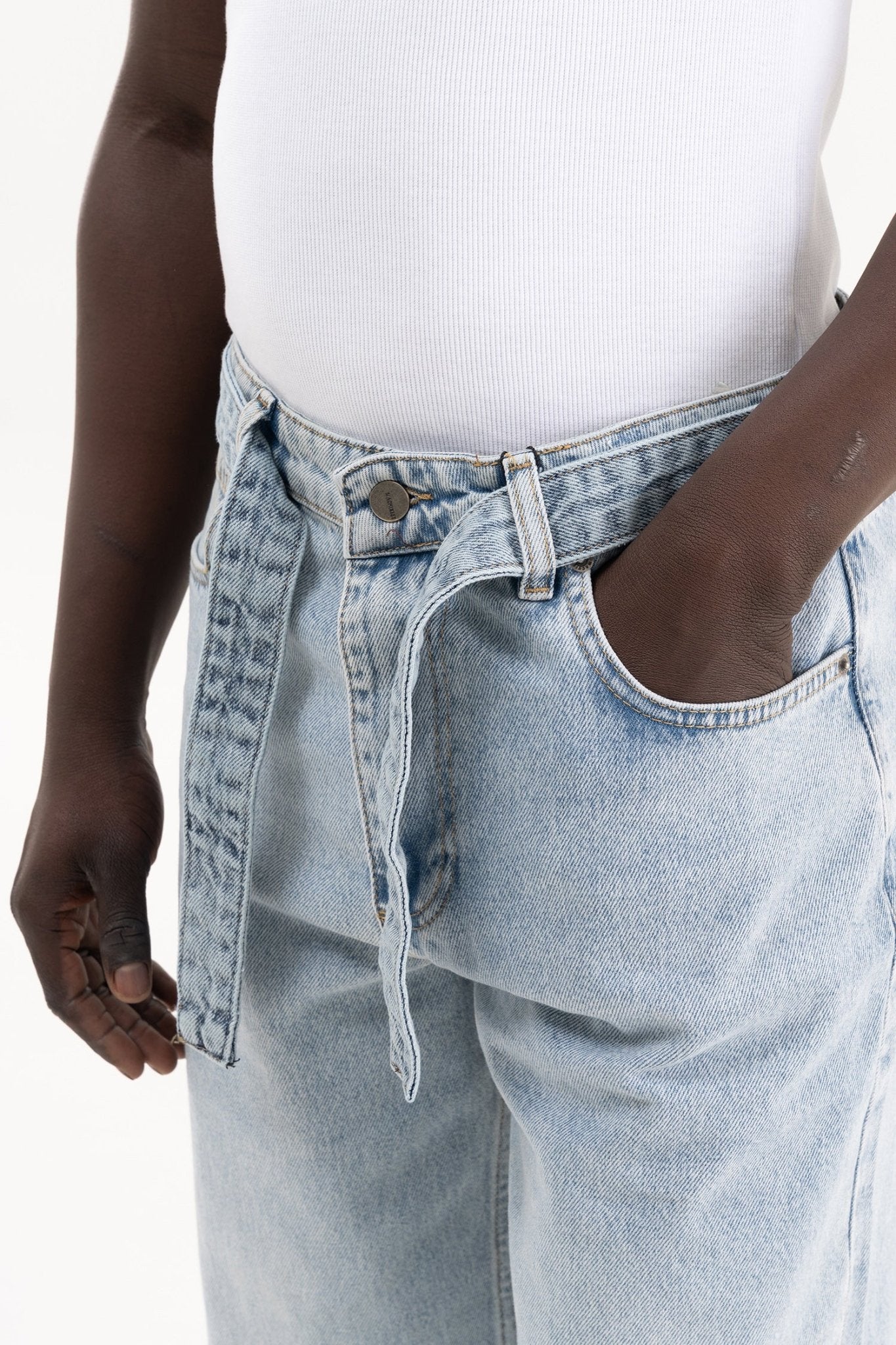 Erkek Oversize Baggy Yıkamalı Jean Pantolon Açık Mavi