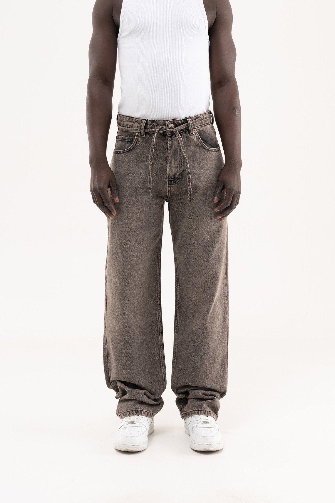 Erkek Oversize Baggy Yıkamalı Jean Pantolon Gri