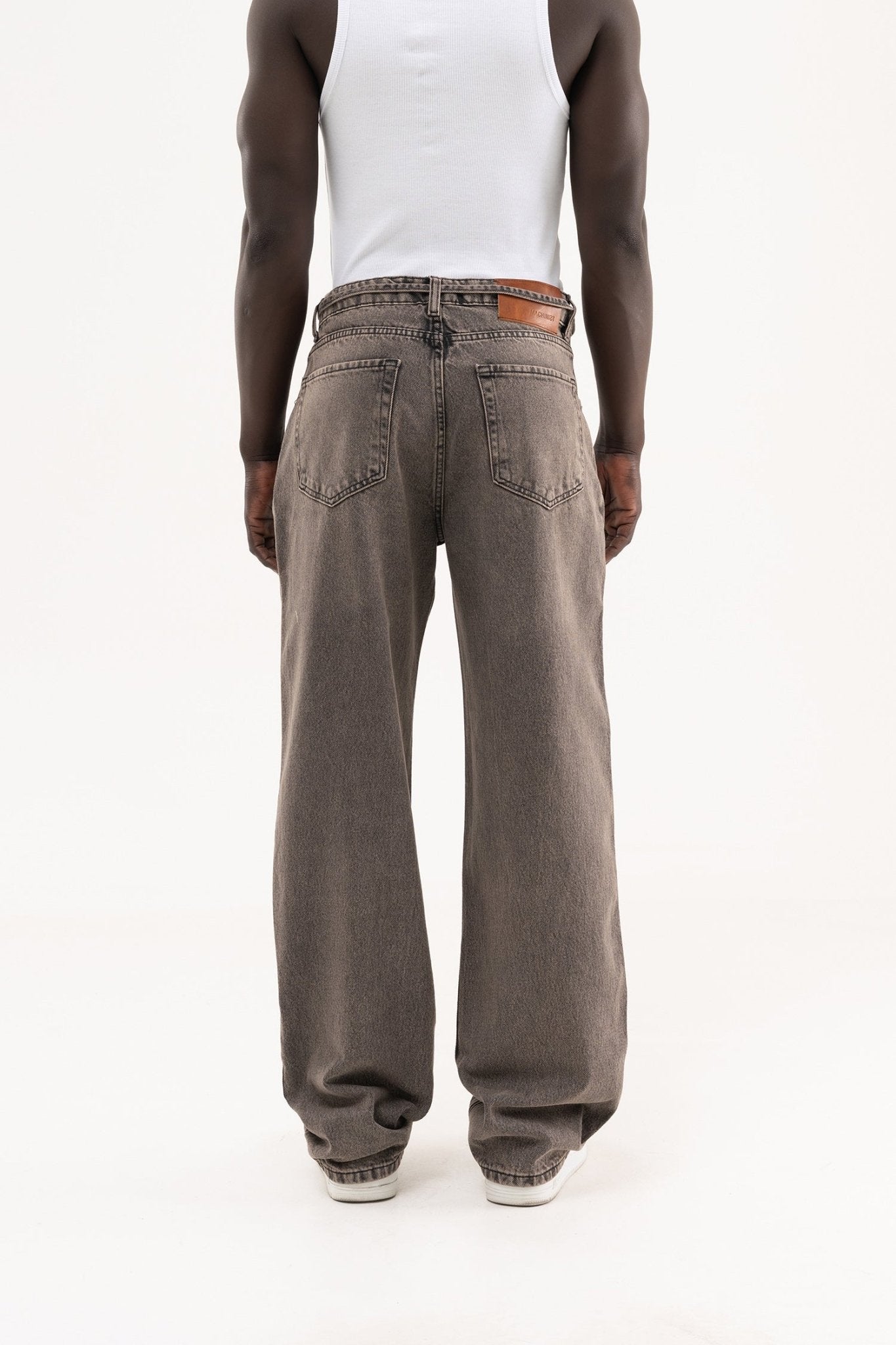 Erkek Oversize Baggy Yıkamalı Jean Pantolon Gri