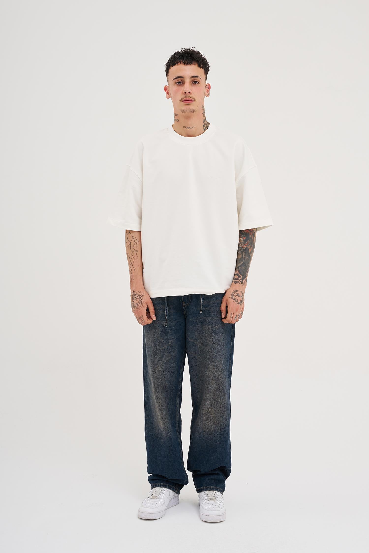 Erkek Oversize Baggy Yıkamalı Jean Pantolon Kahverengi