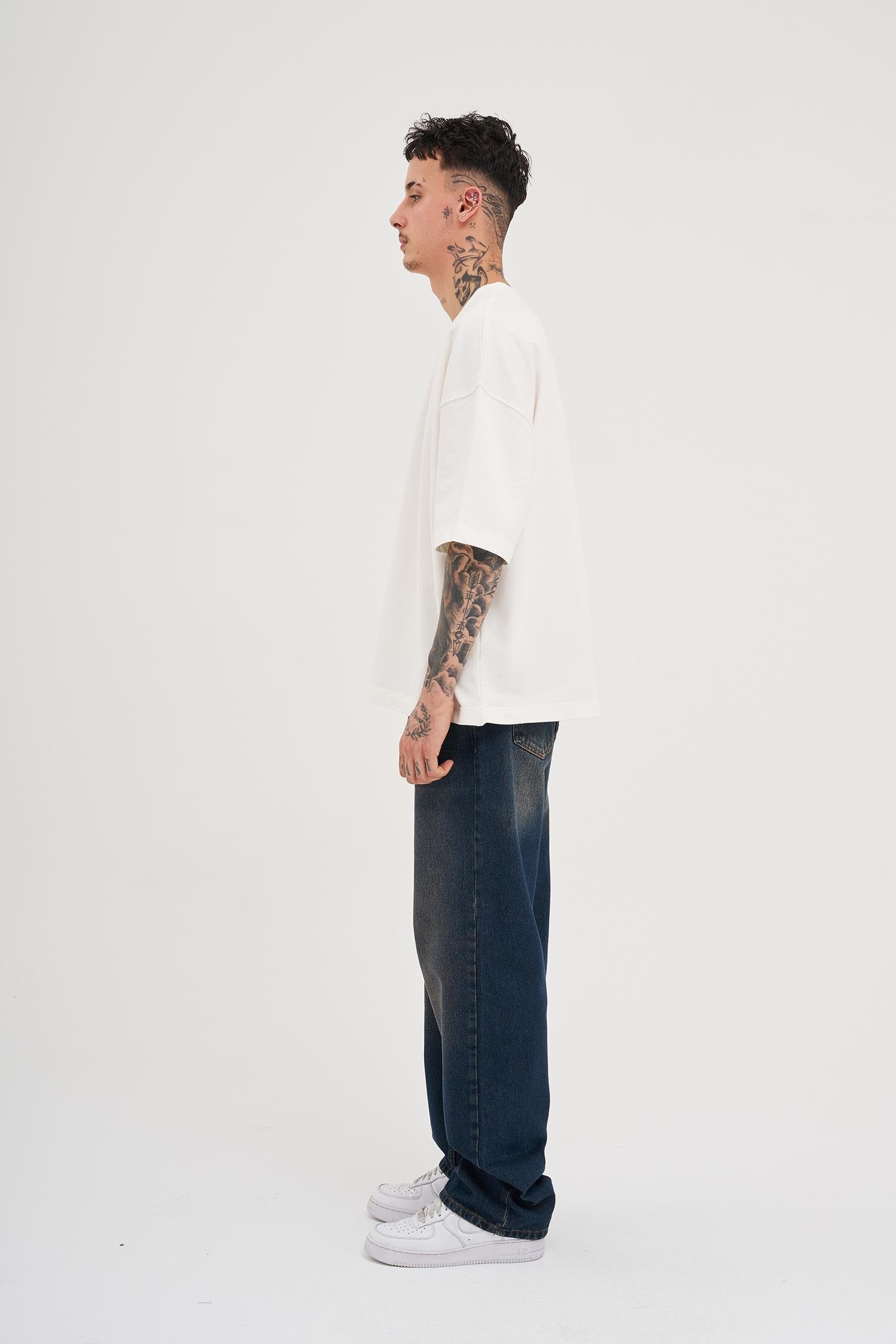 Erkek Oversize Baggy Yıkamalı Jean Pantolon Kahverengi