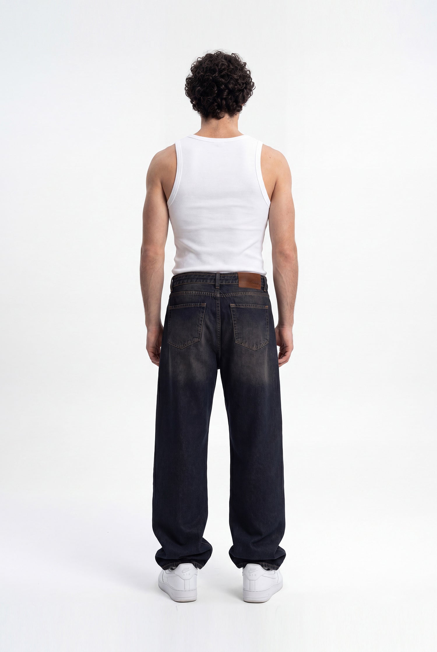 Erkek Oversize Baggy Yıkamalı Jean Pantolon Kahverengi-Mavi-3