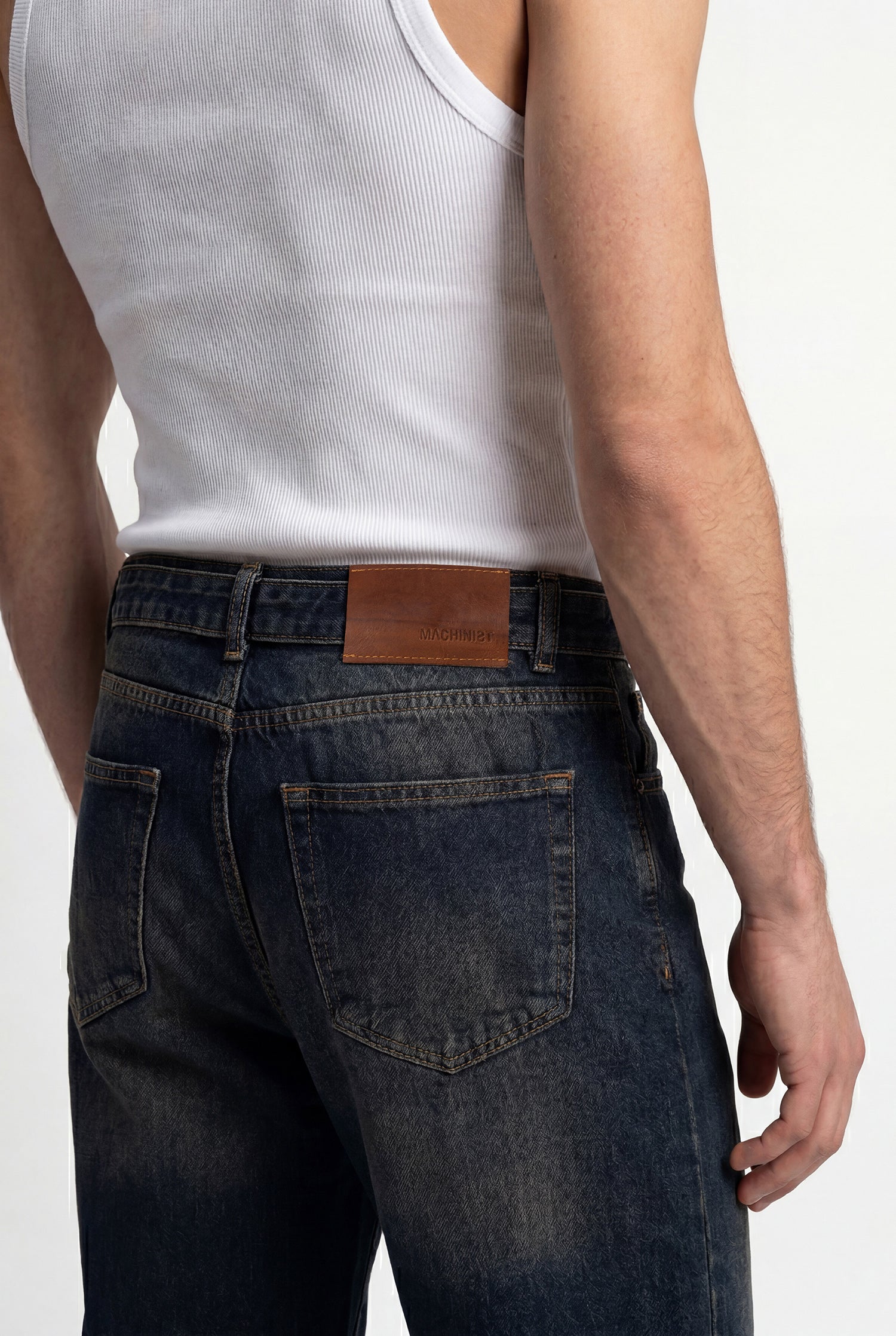 Erkek Oversize Baggy Yıkamalı Jean Pantolon Kahverengi-Mavi-4