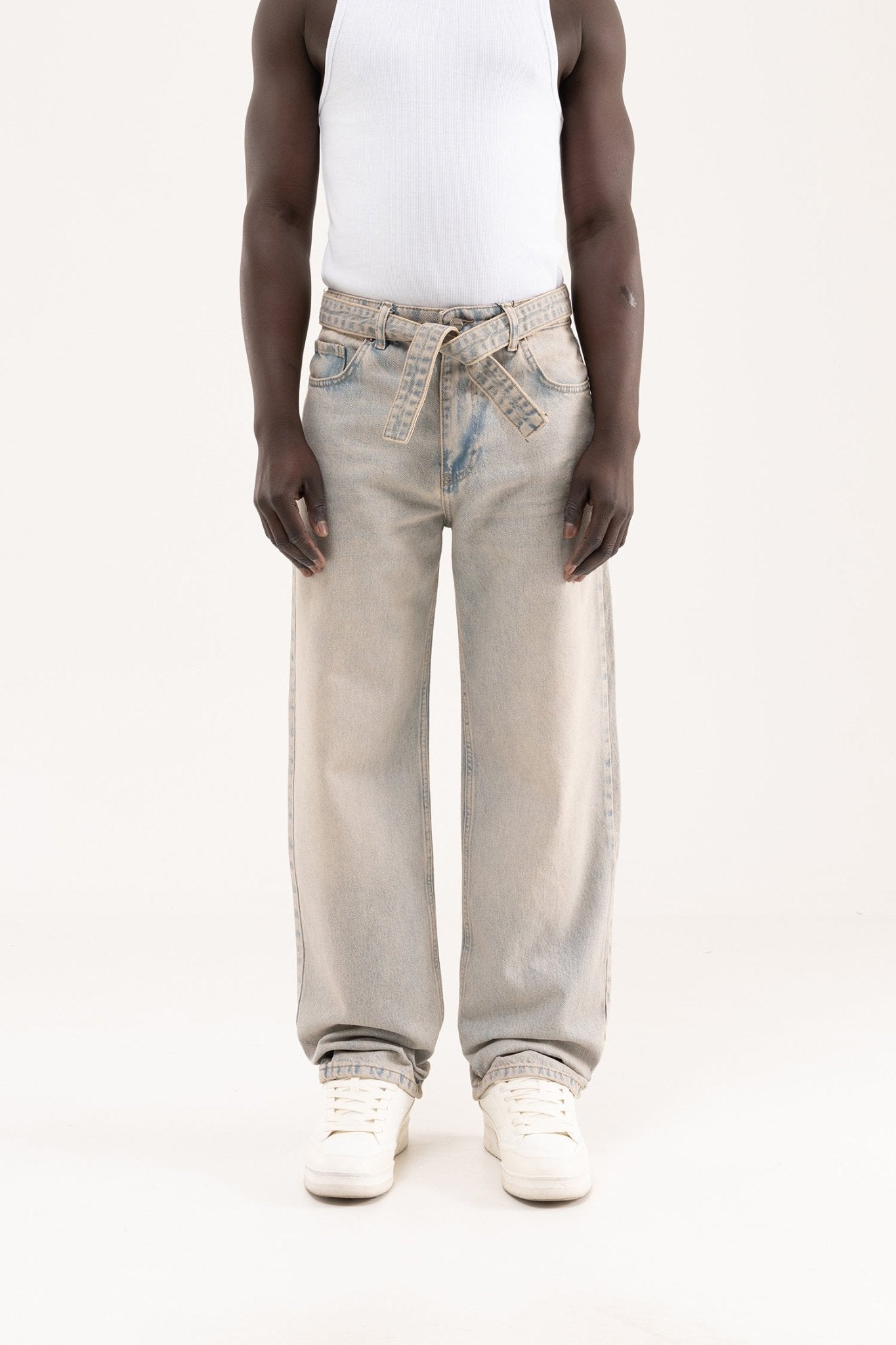 Erkek Oversize Baggy Yıkamalı Jean Pantolon Mavi