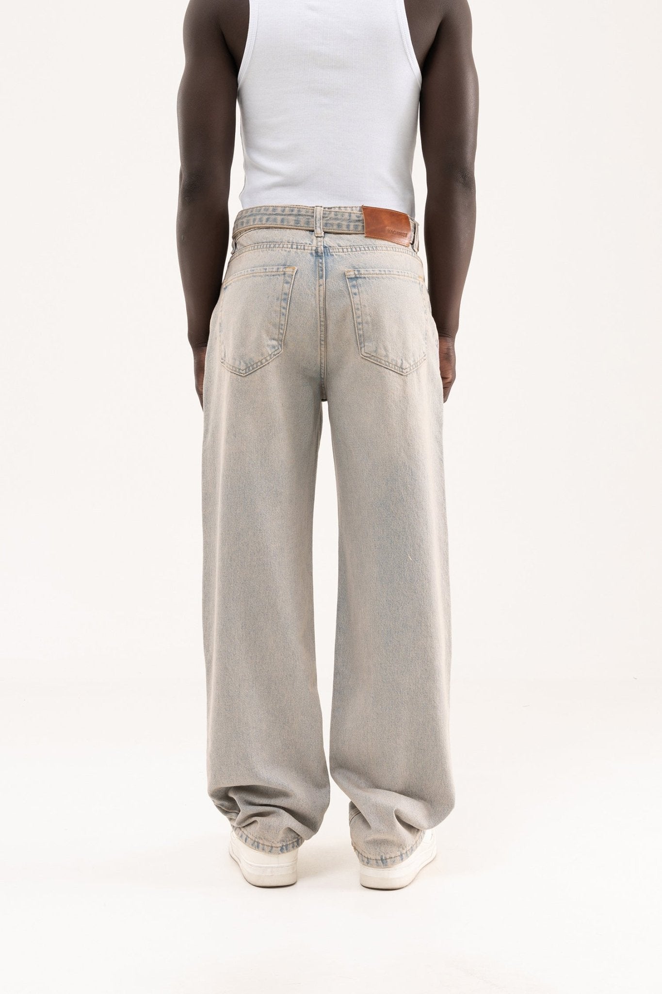 Erkek Oversize Baggy Yıkamalı Jean Pantolon Mavi
