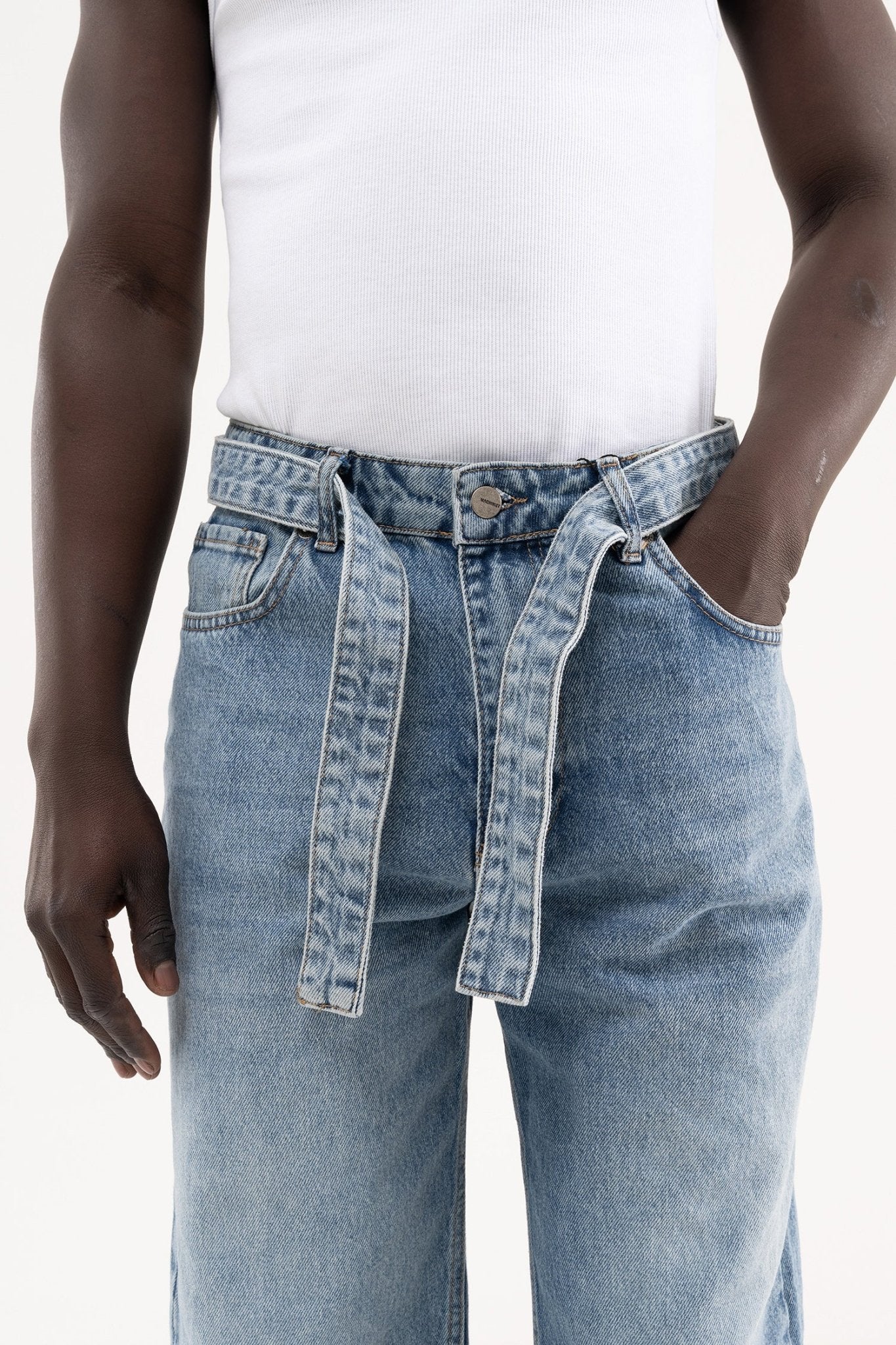 Erkek Oversize Baggy Yıkamalı Jean Pantolon Mavi