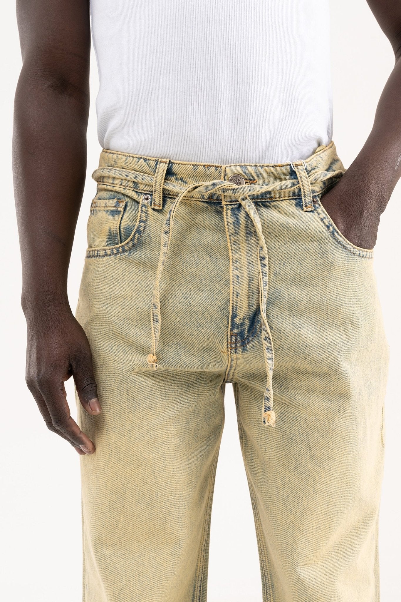 Erkek Oversize Baggy Yıkamalı Jean Pantolon Mint Yeşili