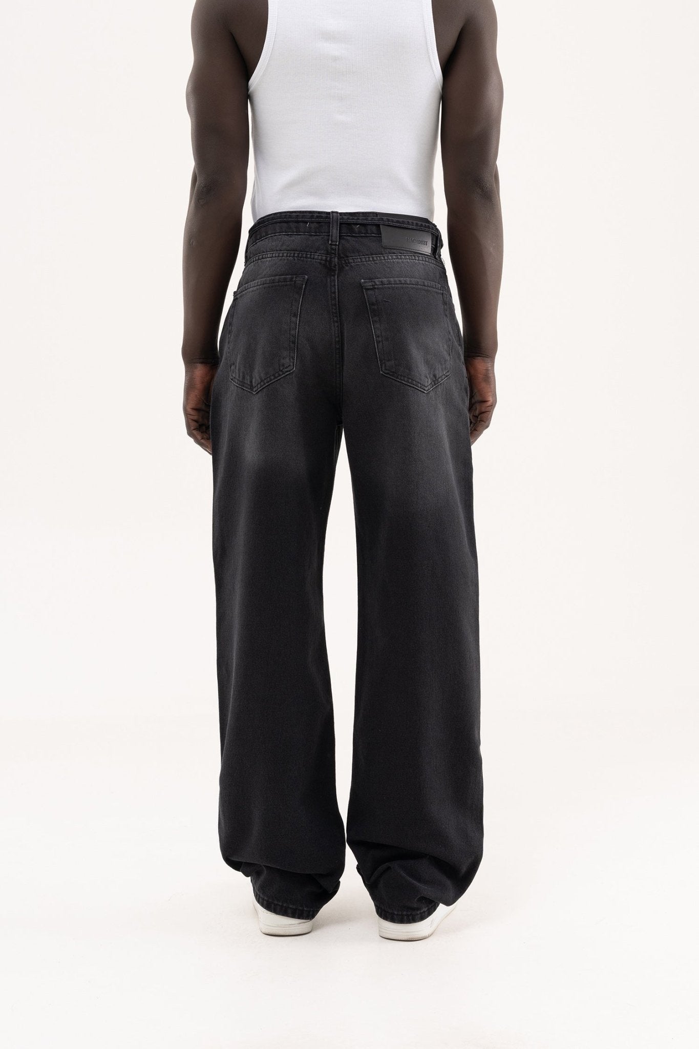 Erkek Oversize Baggy Yıkamalı Jean Pantolon Siyah