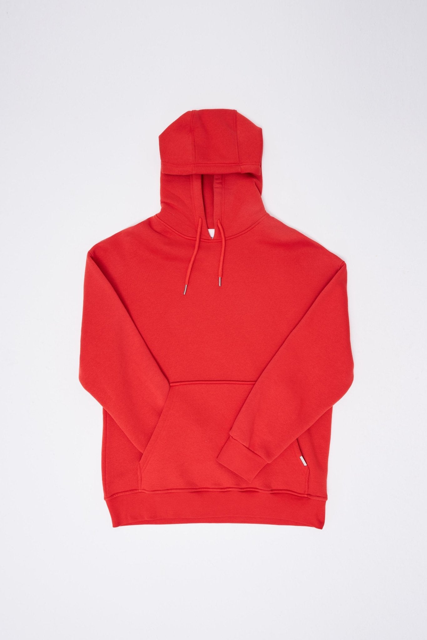 Erkek Oversize Basic Kapüşonlu Sweatshirt Açık Kırmızı