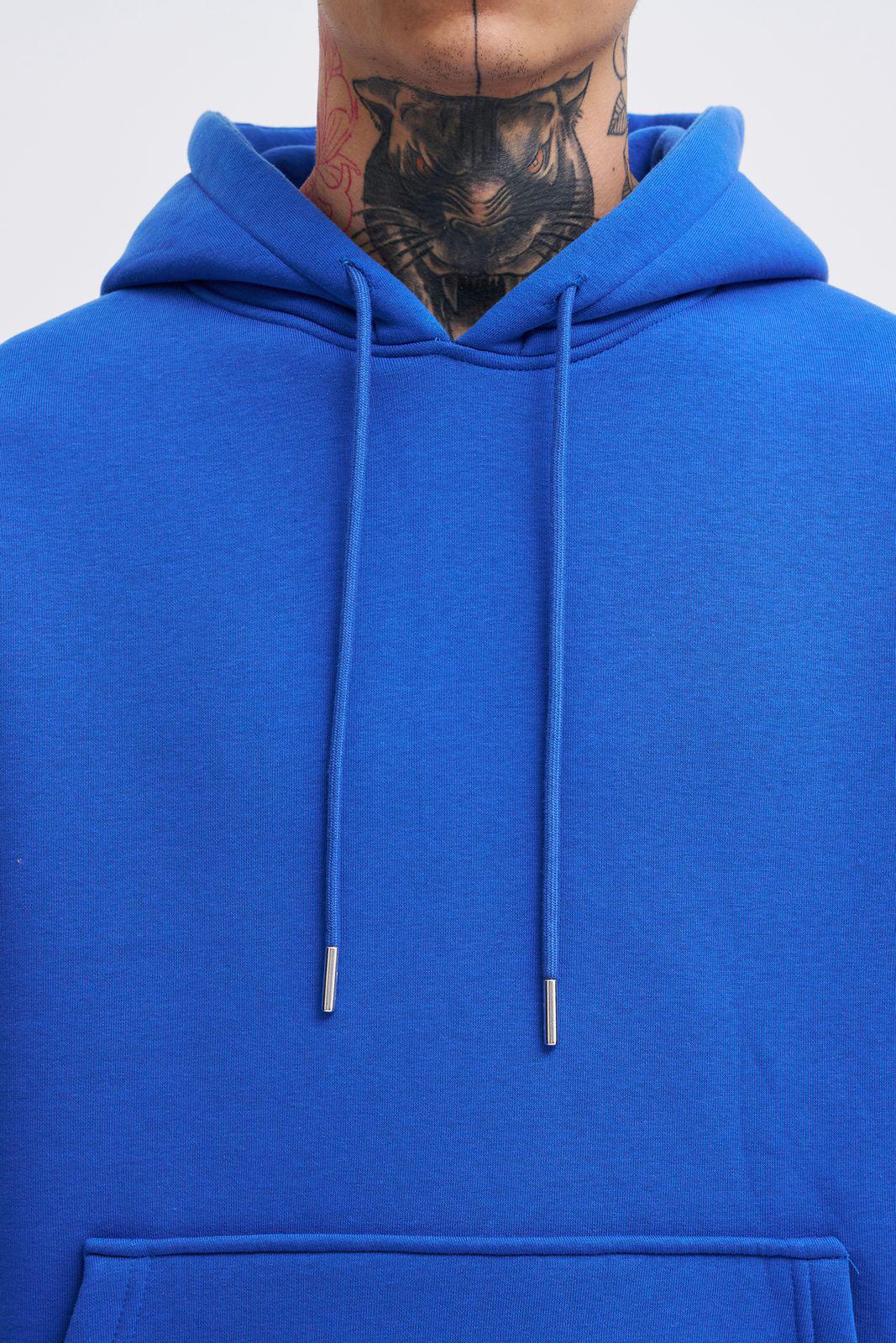 Erkek Oversize Basic Kapüşonlu Sweatshirt Açık Mavi