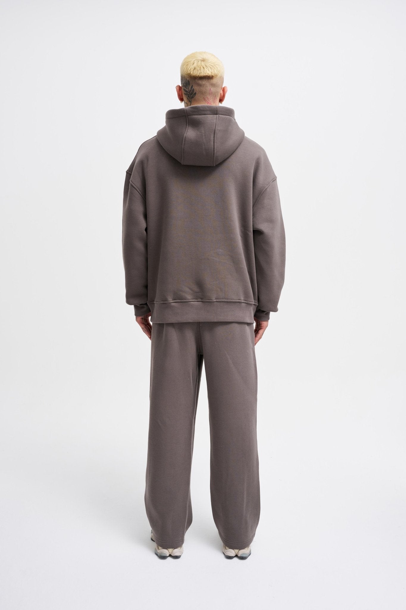 Erkek Oversize Basic Kapüşonlu Sweatshirt Antrasit